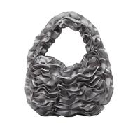 YGMNQAL Sweet Rose Petal Handbag Soft Light Lace Patchwork Pleated Bag Ruched Cloud Elegant Flowers Tote Bags Ladies(Grey)