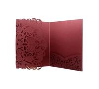 YGMNQAL Tarjetas de felicitación encaje tríptico for invitaciones boda cortadas con láser, 25 o 50 unidades, suministros for regalos, cumpleaños y fiestas(Red,50pcs)