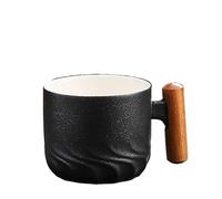 YGMNQAL Taza Taza de café creativa hecha a mano exquisita taza vintage con mango madera tazas vasos cocina comedor bar hogar(Black)
