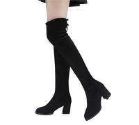 YGMNQAL Thick Sole Knitted Long Boots For Women Fashion Elastic Socks Shoes Over Knee Heels Botas De Mujer Pointed High(38)