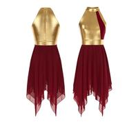 YGMNQAL Vestido De Danza LíRica Moderno Disfraz de Danza lírica de Ballet for Mujer, Vestido de Fiesta de graduación, Ropa de Baile de Gimnasia(Burgundy A,M)