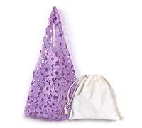YGMNQAL Vintage Woven Flower Tote Bag Polyester Fiber Hollow Out Embroidered Handbag Has Inner Pocket Large Capacity(Purple)