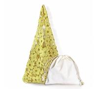 YGMNQAL Vintage Woven Flower Tote Bag Polyester Fiber Hollow Out Embroidered Handbag Has Inner Pocket Large Capacity(Yellow)