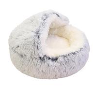 YGMNQAL Warm Dog Cat Bed Round Long Plush Cat'S House Cave Pet Kitten Cushion Basket Sleepping Mat For Cats Small Chihuahua Nest(Gray,50cm)