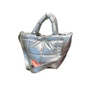 YGMNQAL Winter Down Tote Bag For Women Puffer Handbag Trendy Chic Puffy Top Handle Quilted Padded Shoulder(Sliver)