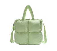 YGMNQAL Women Shoulder Messenger Bag Cotton Filled Down Winter Handbag Large Capacity Square Puff Tote(Light Green)