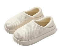 YGMNQAL Zapatillas Andar Por Casa Zapatillas de algodón impermeables for mujer, bolsa invierno, tacón grueso terciopelo, zapatos a cuadros antideslizantes cálidos for hombre, for(White,40-41)