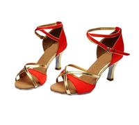 YGMNQAL Zapatos De Baile Latino A La Moda For Mujer Y Niña, Salón Tango Salsa For, Sandalias Tacón Alto Fondo 5/7(805 Red Satin 5cm,41)