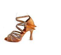YGMNQAL Zapatos De Baile Latino con Diamantes Imitación For Mujer, Calzado Plantilla, Suela Ante, Salsa Bachata, Latinos(7cm,34)