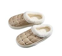 YGMNQAL Zuecos de felpa invierno for hombre y mujer, zapatillas cálidas peludas, zapatos algodón concisos for interior del hogar, chanclas mullidas informales(Khaki,44-45)