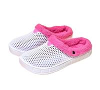 YGMNQAL Zuecos de felpa invierno for hombre y mujer, zapatillas cálidas peludas, zapatos algodón for interior del hogar, informales, fondo plano(White,45)