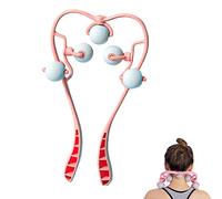 YGMXZL Herramienta de Automasaje para Cuello,Masajeador de Cuello con Bola de Rodillo,Manual Auto Masaje Muscular para Aliviar el Dolor Muscular Cervical (Rosado)