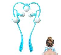 YGMXZL Herramienta de Automasaje para Cuello,Masajeador de Cuello con Bola de Rodillo,Manual Auto Masaje Muscular para Aliviar el Dolor Muscular Cervical (Azul)