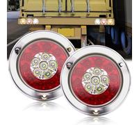 Ygmylandbb LED luz de freno de fuego, piloto trasero, un par de 4 pulgadas redondas 16 LED camión remolque parada de freno girar luz trasera anillo cromado doble color, 12V/24V lote de 2