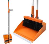 YGNNBC Este juego de recogedor y escoba de mango largo es una herramienta versátil con una escoba giratoria resistente al viento y un mango largo para soluciones de limpieza eficaces (naranja)