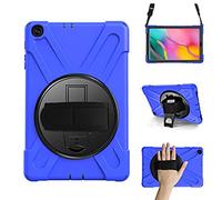 YGoal Funda para Galaxy Tab A7 10.4 - Multifuncional Carcasa con 360 Rotación Kickstand, Correa de Bandolera y Mano Híbrido Shockproof Cover para Samsung Galaxy Tab A7 T500 2020, Azul