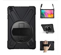 YGoal Funda para Galaxy Tab A7 10.4 - Multifuncional Carcasa con 360 Rotación Kickstand, Correa de Bandolera y Mano Híbrido Shockproof Cover para Samsung Galaxy Tab A7 T500 2020, Negro