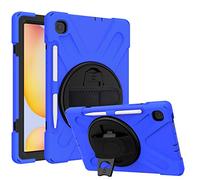 YGoal Funda para Galaxy Tab S6 Lite 2024 - Multifuncional Carcasa con 360 Rotación Kickstand, Correa de Bandolera y Mano Híbrido Shockproof Cover para Samsung Galaxy Tab S6 Lite 10.4 P620, Azul
