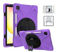 YGoal Funda para Galaxy Tab S6 Lite 2024 - Multifuncional Carcasa con 360 Rotación Kickstand, Correa de Bandolera y Mano Híbrido Shockproof Cover para Samsung Galaxy Tab S6 Lite 10.4 P620, Púrpura
