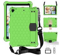 YGoal Funda para iPad 9.7 - con Bandolera Cubierta Protectora a Prueba de choques Suaves para niños Silicona Case Cover para iPad 9.7/iPad Air 9.7, Verde