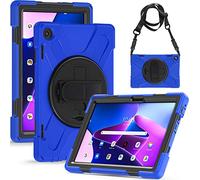 YGoal Funda para Lenovo M10 3rd Gen 10.1 - Carcasa con 360 Rotación Kickstand, Correa de Bandolera y Mano Híbrido Shockproof Cover para Lenovo Tab M10 Gen 3 TB-328FU/TB-328XU 2022, Azul