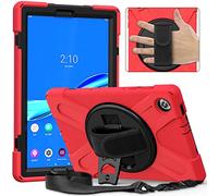 YGoal Funda para Lenovo Tab M10 HD 2nd Gen - Multifuncional Carcasa con 360 Rotación Kickstand, Correa de Bandolera y Mano Híbrido Shockproof Cover para Lenovo Tab M10 HD 2 TB-X306X/X306F, Rojo