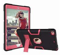 YGoal Funda para Nuevo iPad 10.2 - Híbrida Tres Capas Shockproof Antideslizante con Kickstand Cover Carcasa para iPad 8th Gen 2020 / 7th Gen 2019 10.2 Pulgada, Negro&Rosa