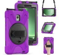 YGoal Funda para Samsung Galaxy Tab Active 3 / Active 5 - Multifuncional Carcasa con 360 Rotación Kickstand, Correa de Bandolera y Mano Híbrido Shockproof Cover, Púrpura