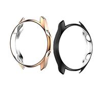 YGoal Funda para Samsung Galaxy Watch 3, Protector de Pantalla + Flexible de TPU Case Medio Cubierta Funda Protectora de Parachoques Shell Fit Samsung Galaxy Watch 3 45mm, 2PC-Negro,Rosa Oro