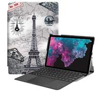 YGoal Funda para Surface Pro 7 - Multiángulo PU Cuero con Soporte para lápiz táctil y Ranuras Folio Carcasa para Surface Pro 7, Torre