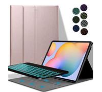 YGoal Teclado Funda para Lenovo Legion, [QWERTY Inglés Layout] 7 Colors Backlit PU Cuero Funda con Desmontable Wireless Teclado para Lenovo Legion Y700, Rosa Oro