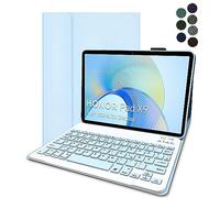 YGoal Teclado Funda para Redmi Pad SE, [QWERTY Inglés Layout] 7 Colors Backlit PU Cuero Funda con Desmontable Wireless Teclado para Redmi Pad SE 11, Azul