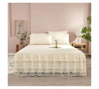 YGSGJSP Faldón de Cama Falda de Cama, Funda de Almohada, Juego de Cama con Volantes, colchas de Encaje de Tres Capas, Sábana Ajustable Suave(2,150X200cm 1pcs Sheet)