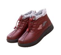 YGSIKY Botas de nieve cortas para mujer, de talla grande, aisladas, acolchadas gruesas y antideslizantes, para caminar en invierno para personas de mediana edad y ancianos, Red, 39.5 EU