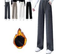 YGSIKY High Waisted Corduroy Wide Leg Pants,Plus Velvet Thickened Corduroy Pants,Vintage Wide Leg Trouser Pants with Pockets,Pantalones Rectos Ancho Acolchado y Engrosado para Mujer (M,Grey)