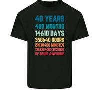 YGT56UYHft 40th Birthday T-Shirt 1983 Mens Funny Years Months of Being Awesome 40 Year Old Black 3XL