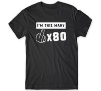 YGT56UYHft 80th Birthday Middle Finger Swear Funny Mens Unisex T-Shirt Black XL