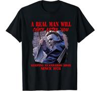 YGT56UYHft A Real Man Will Chase After You Michael-Myers Killer Halloween T-Shirt S-3XL Black L