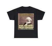 YGT56UYHft Accuse Your Enemy Create Confusion Karl Marx Democrats T-Shirt Black L