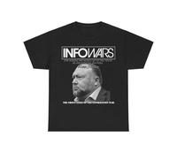 YGT56UYHft Alex Jones For Waking Up The World Infowars b&w T Shirt Black S