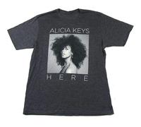 YGT56UYHft Alicia Keys B&W Pic Here T Shirt Black S