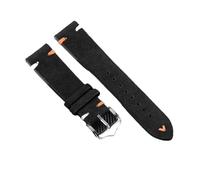 YGUK0J Pulsera De Cuero Genuino, Correa Reloj Suave Vintage, Repuesto Liberación Rápida, Costura Ante Retro 20mm Y 22mm(Black-Silver,22mm)