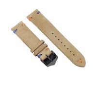 YGUK0J Pulsera De Cuero Genuino, Correa Reloj Suave Vintage, Repuesto Liberación Rápida, Costura Ante Retro 20mm Y 22mm(Khaki-Black,22mm)