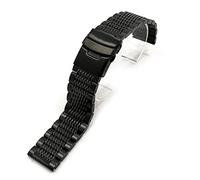 YGUKOJ Lujo 22/20 / 20 / 24mm de Lujo Enlace de Milán Sólido Banda de Reloj de Acero Inoxidable Cierre Plegable Relojes de Seguridad Strap Pulsera Reemplazo(Black,22mm)
