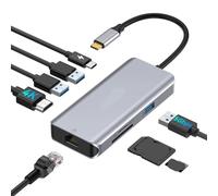 YGUWZ Estación de Acoplamiento del Adaptador del concentrador 4K del USB C con USB 3.0 RJ45 SD PD3.0 Compatible con los Accesorios del Ordenador portátil(8 in 1 4K30Hz)