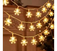 YGVQN Cadena de Luces con Copos de Nieve, 6 M, 40 Unidades, Luz de Hadas, Cumpleaños, San Valentín, Navidad, Decoración de árbol, 2 Modos de Efecto de Luz, IP65 Impermeable