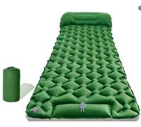 YGVQN Colchoneta de Camping con Bomba de Pie y Almohada, Resistente al Desgaste Ultraligero, Impermeable y Térmica, Autoinflable Plegable Portátil, Ideal para Senderismo, Acampada, Playa y Festivales