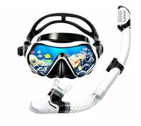 YGVQN Máscara de Snorkel para Adultos, Juego de Esnórquel para Adultos, Sistema Dry Top Válvula + Cristal Templado de Seguridad, Máscara de Esnórquel 180° Panorámicas para Adulto Hombres y Mujeres