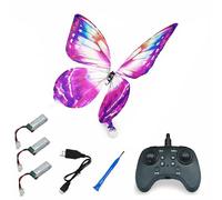 YGWXYYZJ Avión de Mariposa biónico de Control Remoto, Juguete de Insecto Volador de 2.4 GHz con iluminación LED, 3 baterías y alas Coloridas de Bricolaje, fácil de Volar para Principiantes