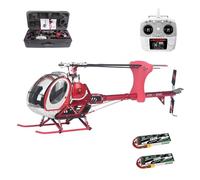 YGWXYYZJ Helicóptero RC con Luces LED Y Cabina Que Se Abre Modelo 300C Pro 2.4G De 3 Palas Sin Barra Estabilizadora con 2 Baterías H1 GPS Control De Vuelo Inteligente(Red,Left-Hand Throttle)